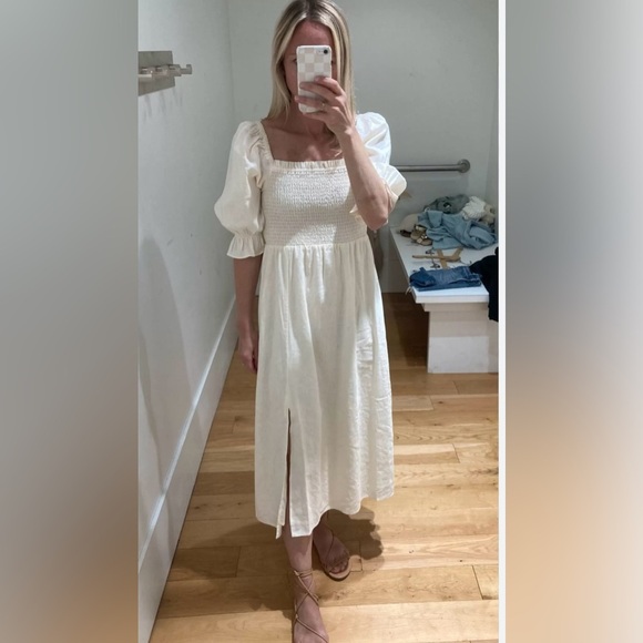 Gap Milk Maid Midi Dress XL Puff Sleeves Buttercup Yellow - Picture 10 of 11